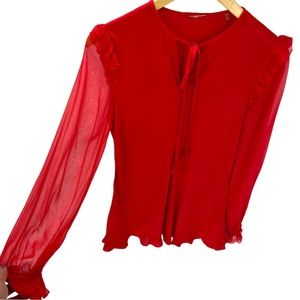 Elie Tahari Red 100% Silk Top